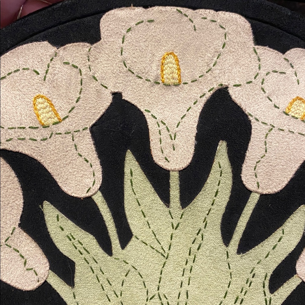 Lulu Guinness Vintage Floral Embroidered Black Handbag - Picture 2 of 4
